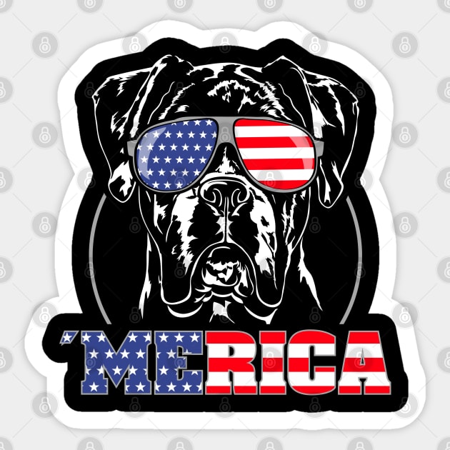 Proud Boxer Dog American Flag sunglasses Sticker by wilsigns